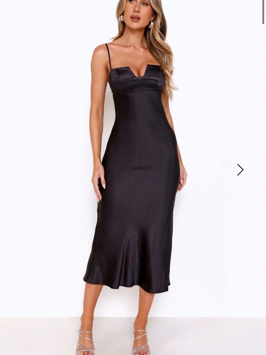 Hello Molly Dresses & Skirts - Hello Molly Black Satin Spaghetti-Strap Midi Dress